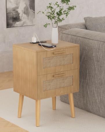 nightstand with rattan 