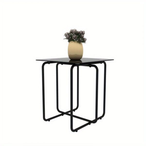 1pc Contemporary Glass Top Table For Coffee, Nightstand Or Accent In The Living Room Or Bedroom