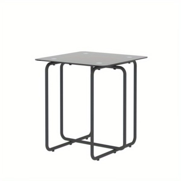 1pc Contemporary Glass Top Table For Coffee, Nightstand Or Accent In The Living Room Or Bedroom