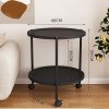 1712911072109-6cea9c2b10644a93aac3b2f31f7eb4d8-goods Double-Decker Round Plastic Side Table with Wheels - Modern Movable Sofa Coffee Table, Mini Storage Rack for Living Room
