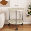 1712911072915-8bd48f1b3db548099fa4b200331a3e5e-goods Double-Decker Round Plastic Side Table with Wheels - Modern Movable Sofa Coffee Table, Mini Storage Rack for Living Room