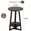 1713256402387-443e7508bd8e4bf2a36020707d892c34-goods Black Side Table, Two-Tier Round End Table, Modern Small Side Table Living Room, Bedroom & Balcony, Black End Table with Storage Shelf with Solid Wooden Legs