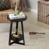 1713256406218-78b82f57d1d54ee6b424d1c8003ed9b8-goods Black Side Table, Two-Tier Round End Table, Modern Small Side Table Living Room, Bedroom & Balcony, Black End Table with Storage Shelf with Solid Wooden Legs