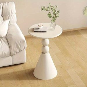 1713604648645-68ab6c808a4946e2a5567b7e7323e12b-goods Cream Metal Coffee Table - Round Uncharged Office and Home Balcony Casual Table