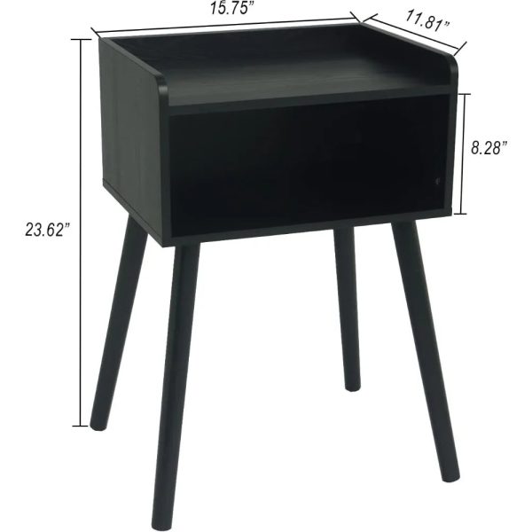 2023 New Mid Century Modern Side Table Bedroom with Storage, Small End Bedside Table with Solid Wood Legs for Living Room