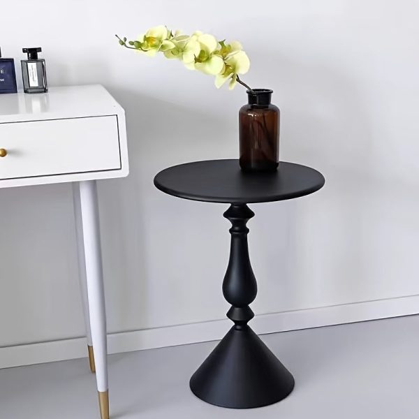 24bbffa8-3bbb-4f79-8f38-099d85af29c1 European Style Metal Pedestal Side Table - Space Saving, Non-Slip, Anti-Scratch Cream Round Table for Sofa, Bedroom Nightstand, Occasional Elegance Table - 16.54x22.83inch - No Assembly Required