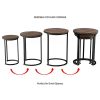 3-Piece Nesting Round Living Room End Tables Modern Style Gray-Brown Woodgrain-Look Metal Base Versatile Set Home Décor.