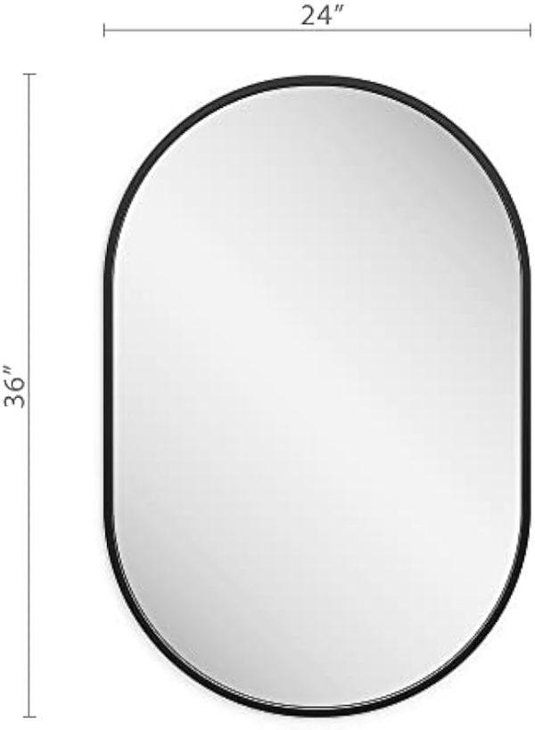 31d5BCIbvsL._AC_UY879 24x36 Black Oval Mirror, Metal Framed Mirror for Wall, Wall-Mounted Bathroom Vanity Mirrors