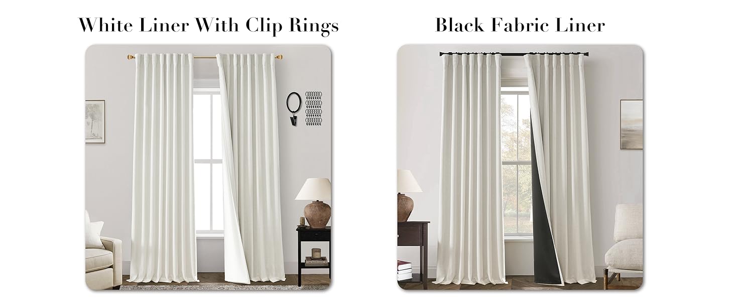 Blackout curtains with white liner 
