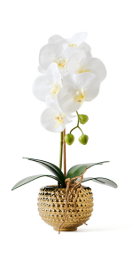 Artificial flower with golden vase