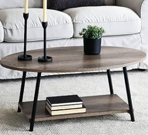 Household Essentials Coffee Table, Coastal Oak, Distressed White