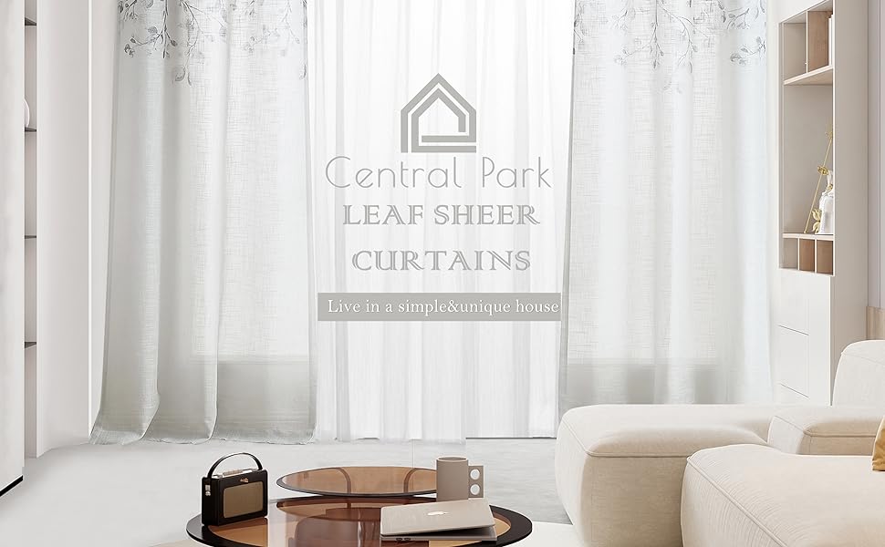 leaf floral print sheer curtain