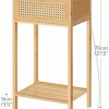 Bamboo Side Table with Charging Station, Rattan Nightstand with Drawer, Tall End Table with USB Ports and Outlet, Narrow Bedside Table, for Living Room, Bedroom, Hallway, Natural YL109UBZ01