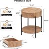 Round End Table Wood Side Table with Drawer Farmhouse Circle End Tables Accent Bedside Table Metal Frame Small Nightstand for Living Room, Bedroom and Small Spaces, Easy Assembly (Natural)