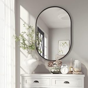 24x36 Black Oval Mirror, Metal Framed Mirror for Wall, Wall-Mounted Bathroom Vanity Mirrors