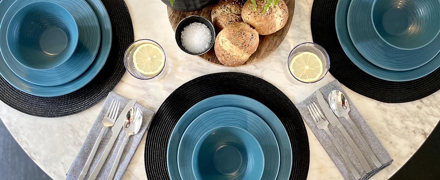 12 PCS Dinnerware set, Organica Azure Blue