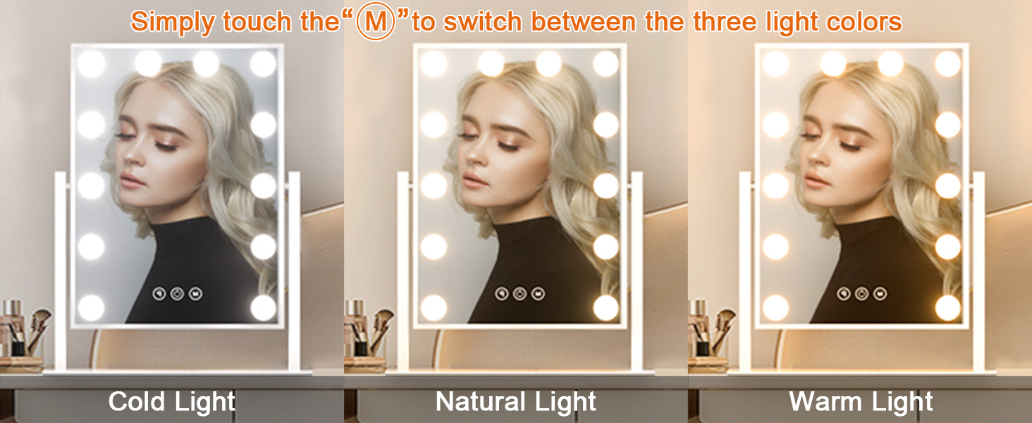 3 color smart touch makeup mirror