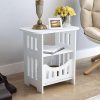 End Table, Cute Nightstands Small Tables for Small Spaces White Coffee Bedside StorageShelf for Office, Living Room, Bedroom (OS-IF9T-RZPT)