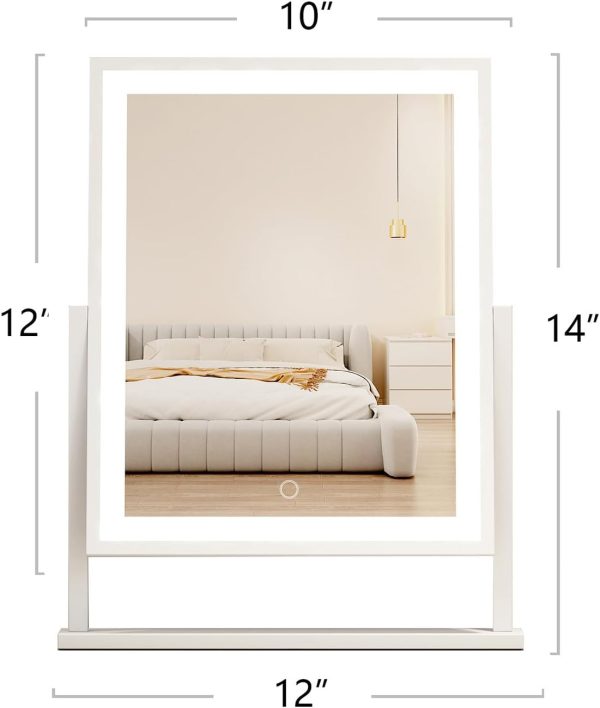 51AeI8_W_pL._AC_SL1500 Lighted led Makeup Mirror Hollywood Mirror Vanity Makeup Mirror with Lights Smart Touch Control 3-Gear Dimable Light 360°Rotation (12in. White)