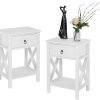 51CMZkWHM4L._AC_SL1000 White bedside table, small bedside table with drawers and shelves, farmhouse bedside table bedroom, coffee table, bedside table, white side table with rustic handles, suitable for small spaces, dormitories, children's room, living room