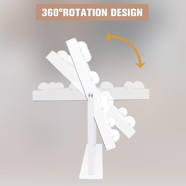 51GAPCXSUYL._AC_SL1500 Vanity Mirror with Lights Hollywood Lighted Makeup Mirror with 9 Dimmable Bulbs & 3 Color Lighting Modes, Detachable 10X Magnification Mirror and 360 Degree Rotation(White)