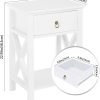 51LhNzlf4pL._AC_SL1482 White bedside table, small bedside table with drawers and shelves, farmhouse bedside table bedroom, coffee table, bedside table, white side table with rustic handles, suitable for small spaces, dormitories, children's room, living room