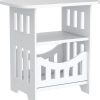 End Table, Cute Nightstands Small Tables for Small Spaces White Coffee Bedside StorageShelf for Office, Living Room, Bedroom (OS-IF9T-RZPT)