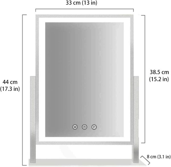 Lighted Makeup Mirror, Hollywood Vanity Mirror with Lights, Three Color Lighting Modes, and 5X Magnification Mirror, Smart Touch Control, 360°Rotation (15.2in. White)