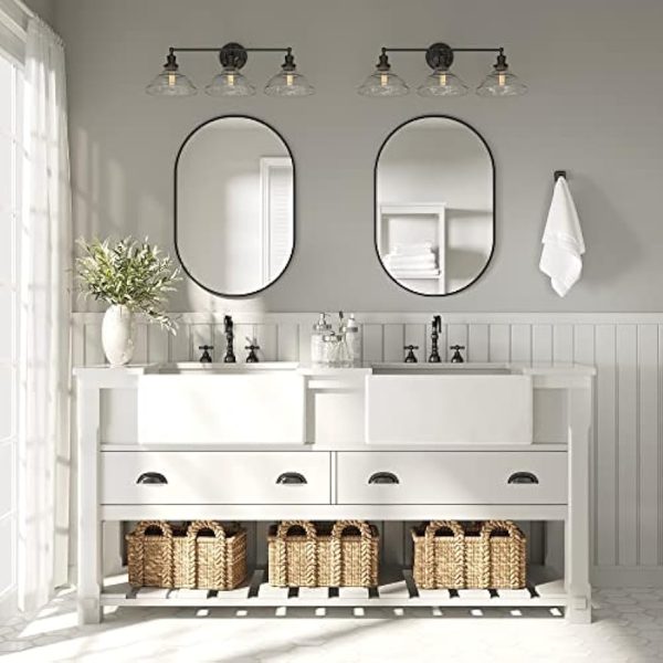 51YSSWu75WL._AC_UY879 24x36 Black Oval Mirror, Metal Framed Mirror for Wall, Wall-Mounted Bathroom Vanity Mirrors