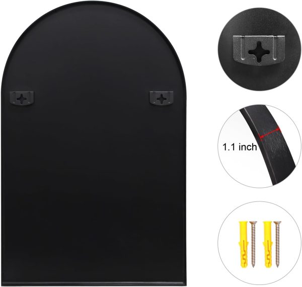 51ZVvZnQ92L._AC_SL1500 Arched Wall Mirror 20x30 Inch, Black Arch-top Bathroom Vanity Wall Mounted Mirror, Bedroom Modern Black Metal Framed Mirror