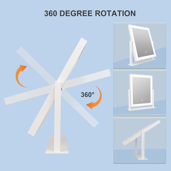 Vanity Mirror with Lights, Hollywood Lighted Makeup Mirror with Dimmable Light, Smart Control, Memory, Adjustable Warm White/Natural/Daylight, Birthday Gift, 360°Rotation (13in. White)