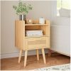 51d8MD8TmBL._AC_UY879 Nightstand,Bedside Table with PE Rattan Decor Drawer,Rattan Night Stand with Solid Wood Legs,Side Table with Drawer Open Shelf,End Table for Bedroom,Living Room,Yellow