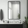 51kV257RtrL._AC_SL1024 Black Bathroom Mirror 22 x 30 Inch, Matte Black Rectangle Mirror for Wall, Rounded Metal Frame Vanity Mirror