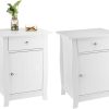 White Nightstand, Small Nightstand with Drawer and Door Cabinet, Wood Nightstand with Storage Organizer, Bedside Table with Drawers, Bedroom Nightstand, End Tables Living Room, Kids' Room, Dorm