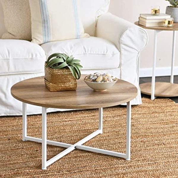 51oLncCWYSL._AC_UY879 Household Essentials Coffee Table, Coastal Oak, Distressed White