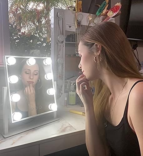 Vanity Mirror with Lights, Makeup Mirror with Lights,3 Color Lighting Modes Detachable 10X Magnification Mirror Touch Control,360°Rotation, White.