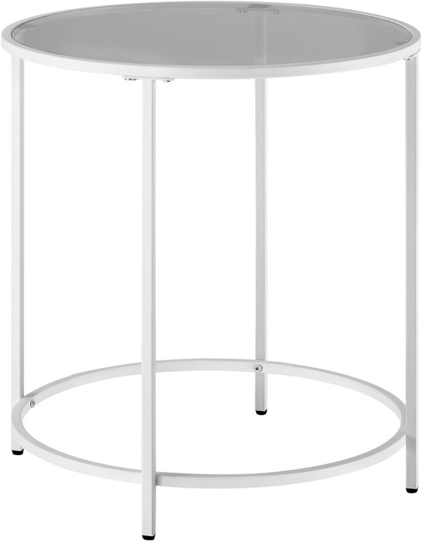 51uElNJWz2L._AC_SL1500 Round Side Table, Glass End Table with Metal Frame, Laurel Green Coffee Table with Modern Style, for Living Room, Balcony, Bedroom, Laurel Green