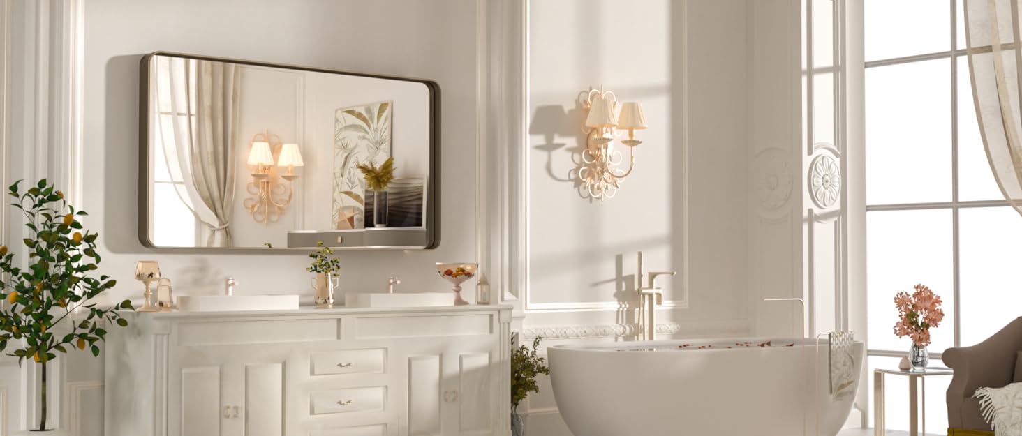 13 Inch Vanity Mirror with Lights, LED Makeup Mirror for Bedroom Makeup, Light up Mirror Smart Touch Control 3 Colors Dimmable, 360 Rotation (White)