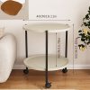 53538800-fd6a-11ee-963e-0a580a6936c8-1 Double-Decker Round Plastic Side Table with Wheels - Modern Movable Sofa Coffee Table, Mini Storage Rack for Living Room