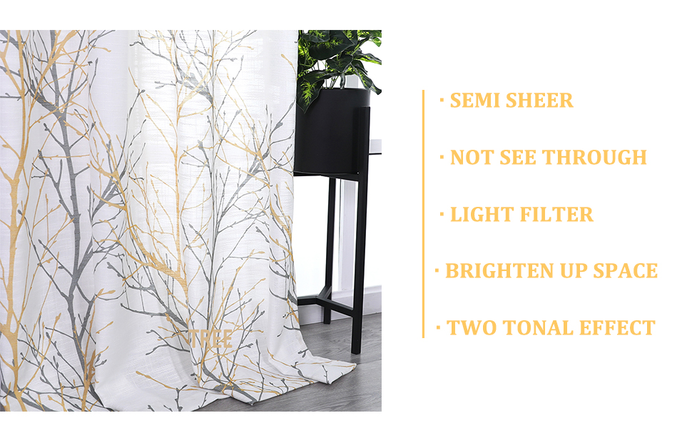 yellow white curtians for living room