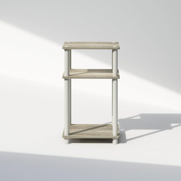 3-Tier Open Storage Nightstand, 1-Pack, Plastic Poles, Sonoma Oak/White