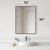 612HcUZS6hL._AC_SL1500 Black Bathroom Vanity Mirror for Wall, 16X24 Inch Aluminum Framed Wall Mirror Rectangle, Modern Square Corner Bathroom Vanity Mirror for Bedroom, Living Room, Hangs Horizontally or Vertically