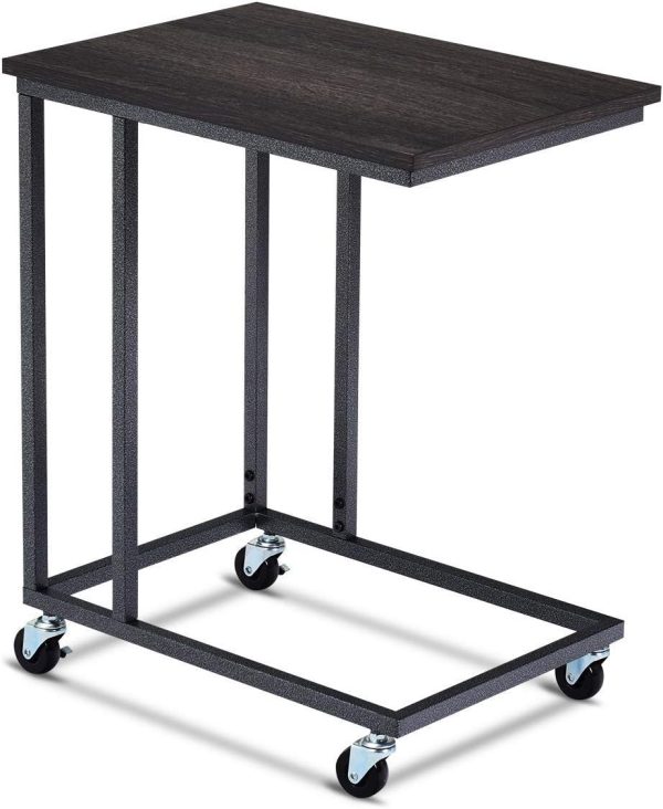 615shNMRjWL._AC_SL1200 Tangkula Industrial Mobile End Table, Movable Side Table for Coffee Tablet, Rustic C Table with Rolling Casters, Portable Side Table for Couch Bed, Sofa, Living Room Bedroom