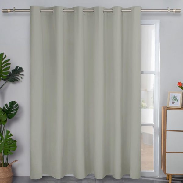 6175snTHBrL._AC_SL1500 Linen Textured 100% Blackout Curtain 100x96 Inch Extra Wide Patio Sliding Door Curtain Solid Thermal Insulated Room Curtain for Bedroom, Living Room (1 Panel, White)