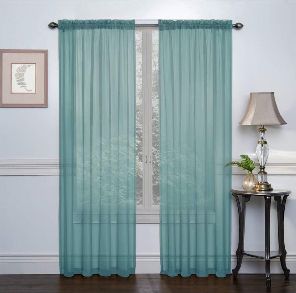 617RC2xujtL._AC_SL1012 2 Pack: Basic Rod Pocket Sheer Voile Window Curtain Panels - Assorted Colors (White, 84 in. Long)