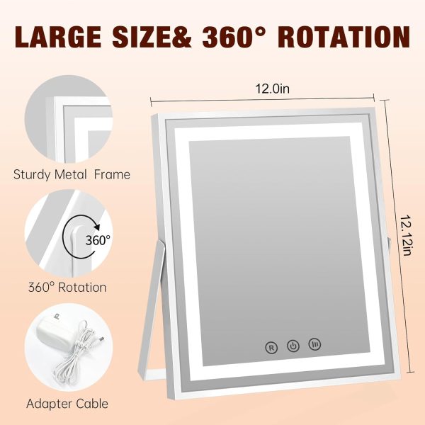 61A-AcDeTSL._AC_SL1500 Hollywood Vanity Mirror with Lights, 10''x12'' Memory Makeup Mirror with 3 Color Modes Tabletop Vanity Lighted Mirror with Smart Touch Control, Gifts for Christmas Housewarming Gifts