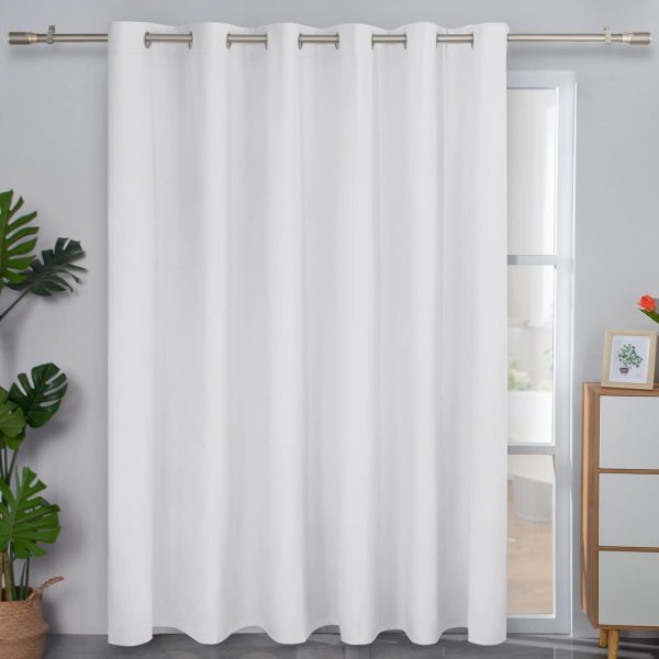 61ADUEUh59L._AC_SL1500 Linen Textured 100% Blackout Curtain 100x96 Inch Extra Wide Patio Sliding Door Curtain Solid Thermal Insulated Room Curtain for Bedroom, Living Room (1 Panel, White)