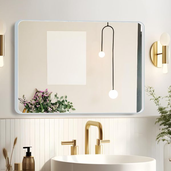Hollywood Bathroom Mirror 12"*16", Framed Lighted Bathroom Vanity Mirror, Wall Mounted, Dimmable LED Mirror for Bathroom,Gold