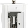 White Nightstand, Small Nightstand with Drawer and Door Cabinet, Wood Nightstand with Storage Organizer, Bedside Table with Drawers, Bedroom Nightstand, End Tables Living Room, Kids' Room, Dorm