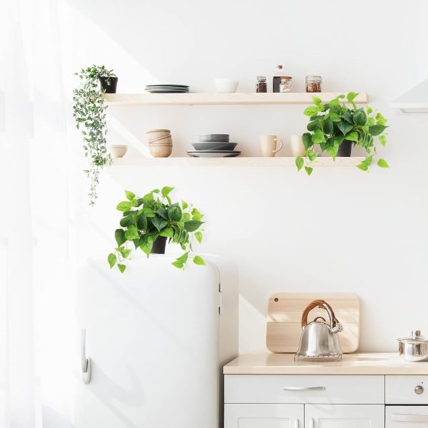 Faux Pothos, 2 Pack Artificial Plants with Plastic Pot, Artificial Potted Plants for Home Office Bedroom Indoor Outdoor Decor (Blcak)